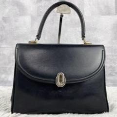 美品 OLD GUCCI レザー ハンドバッグインターロッキング フラップ 黒