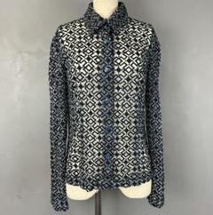 ANNE KLEIN 長袖 薄手 総柄 デザイン ブラウス レース シースルー