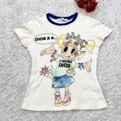 正規店仕入れの 11401【美品・人気モデル】Dior☆デニム地ロゴ人気カラー白 半袖 トップス