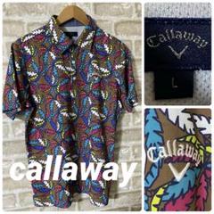 callaway メンズL ポロシャツ　クレイジーカラー　椰子の木　ボタニカル