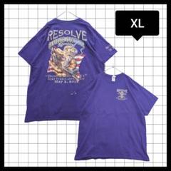 US古着　消防士　専門学校　プリント　snake　半袖Tシャツ　PURPLE