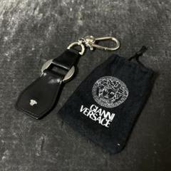 美品　VERSACE メデューサ キーホルダー キーリング　レザー　ブラック