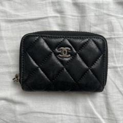 CHANEL シャネル マトラッセ コインケース レザー　ブラック×シルバー