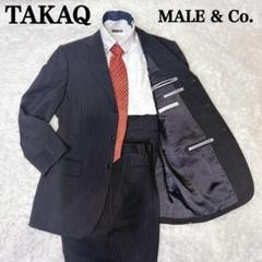 タカキュー メイルアンドコー スーツ セットアップ ブラック ストライプ M相当