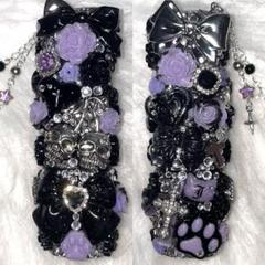 ☆iQOSケース デコ black×purple チャーム付き (現品限り
