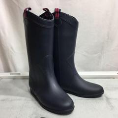 新品★Lサイズ★23.5-24.0cm★ロングレインブーツ★完全防水★ネイビー