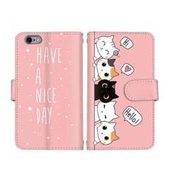 受注制作 スマホケース 猫 HAVE A NICE DAY ねこ 可愛い カバー