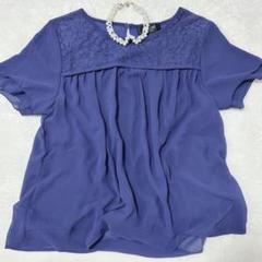 シーピーキューブ◇フラワーレース切替ブラウス シフォン ギャザー シアー M