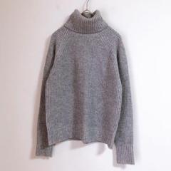 【UNIQLO】（M）カシミヤ混タートルネックリブニットセーター/シンプル