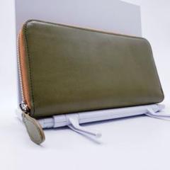 新品 栃木レザー ラウンドファスナー 長財布 日本製 牛本革 オリーブ 緑