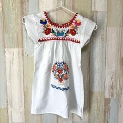 【未使用品】メキシコ　刺繍　花柄　ワンピース　100