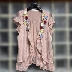 ピンクハウス花飾り付きピンクカーディガン