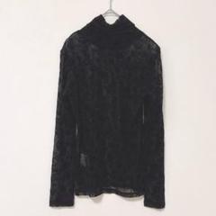 ALMA EN ROSE♡ハイネック シアーカットソー ローズ柄 透け感 38