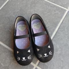 猫の顔デザイン フォーマルシューズ 黒