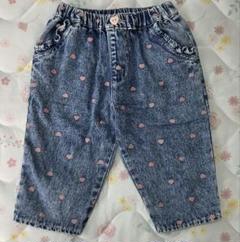 美品　バースデイ　フタフタ　95　ハート　デニム　七分丈　クロップドパンツ