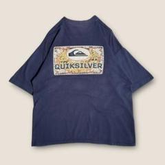 【サーフ】90s USA製 QUIKSILVER バックロゴ Tシャツ L 紺