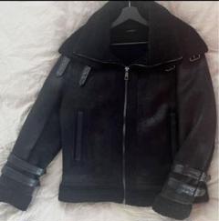 ZARA フェイクムートン フェイスライダースジャケット 黒