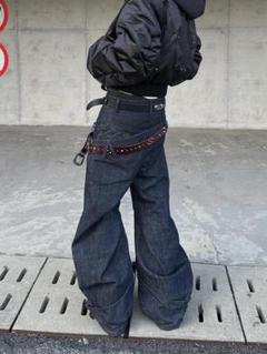 パンツ opium destroy flare denim L y2k opium black denim flare cargo 鬼フレア｜Yahoo!フリマ（旧