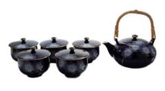 香蘭社 ルリ胡蝶蘭 茶器揃 急須 蓋付き湯呑 セット 金彩 香蘭社 ルリ胡蝶蘭 茶器揃 急須 蓋付き湯呑 セット 金彩