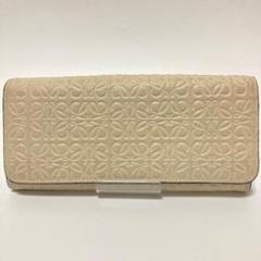 ロエベ レザー アナグラム リピート 長財布 コンチネンタルウォレット ベージュ