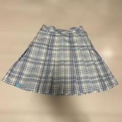 メゾピアノ　青白チェック プリーツスカート