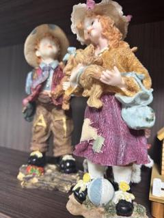 陶器製農夫と農婦の人形　2体セット