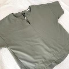 グリーン 半袖 ブラウス　リボン付き