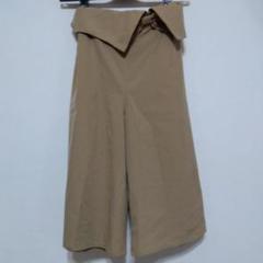 ベージュリボン付きワイドパンツ