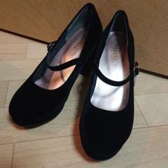 リボンつきパンプス 黒 LL