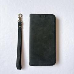iPhone15Pro ブラック PUレザー 手帳型ケース