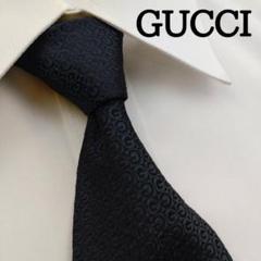 ★美品★ グッチ 高級シルクネクタイ 総柄(G柄) ブラック