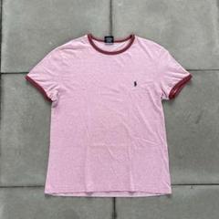vintage adidas 90s リンガーT ピンク Y2K 90s old adidas 中央万国旗ライン バイカラー リンガーT Y2K