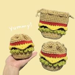 ハンドメイド 巾着袋 ハンバーガー かぎ編み no116 - メルカリ