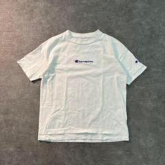 7SM1【champion】ロゴ刺繍　重ね着風　半袖Tシャツ　白　古着