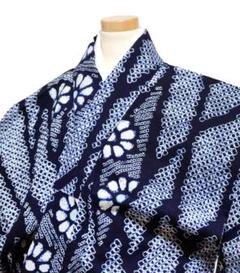 ゴールデンウイーク値下げ！！リサイクル 単衣・浴衣 藍色 絞り 肩当・居敷当付 ゴールデンウイーク値下げ！！リサイクル 単衣・浴衣 藍色 絞り