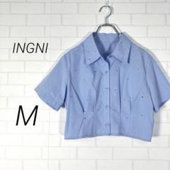 (r2971)イング【M】ショート丈ブラウス Yシャツ ラインストーン 2way