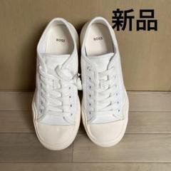 【新品】BOSS キャンバスホワイト スニーカー　ヒューゴボス