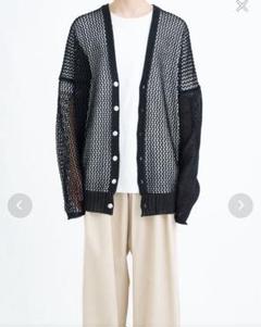 新品タグ付 24SS sulvam/サルバム　メッシュカーディガン　ブラックS