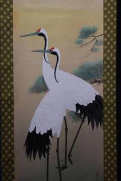 【当店一番人気】 真作/寿山/双鶴図/桐共箱付/布袋屋掛軸HB-204 - メルカリ 絵画