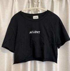 ACLENT ロゴ入り ブラック クロップドTシャツ