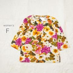 新品✨花柄 カットソー 韓国製 ストレッチ 七分袖 高級 上品 婦人服 トップス
