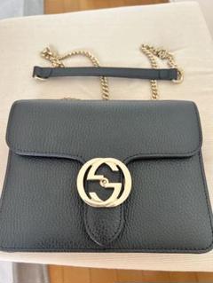 Gucci ブラックレザー ショルダーバッグ