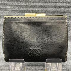 ロエベ　LOEWE がま口　財布 LOEWE ロエベ 二つ折り財布 がま口 アナグラム レザー ブラック