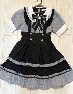 LIZ LISA リズリサ ドッキングワンピース リボン ギンガムチェック　黒