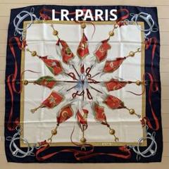 LR.PARIS シルク　スカーフ 大判　総柄　ネイビー　フランス製