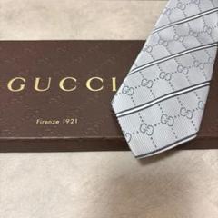 美品 GUCCI グッチ シルク シルバー ストライプ GG柄 総柄 ダブルG