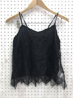 ロマンティックグランジ古着　 シースルー刺繍レースレイヤード　背中リボンキャミソ