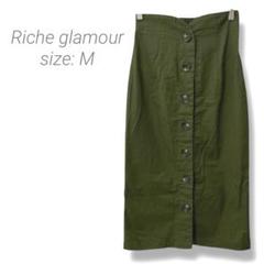 【リシェグラマー】Riche glamourフロントボタンスカート M グリーン