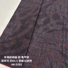 本場結城紬 石下 亀甲絣 枝模様 素敵な絣柄 着物 正絹 T-6042 石下結城紬 霞柄 80亀甲 - からん::アンティーク着物