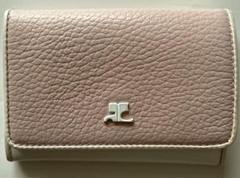 Courreges クレージュ　ピンクとホワイトのレザー名刺入れ